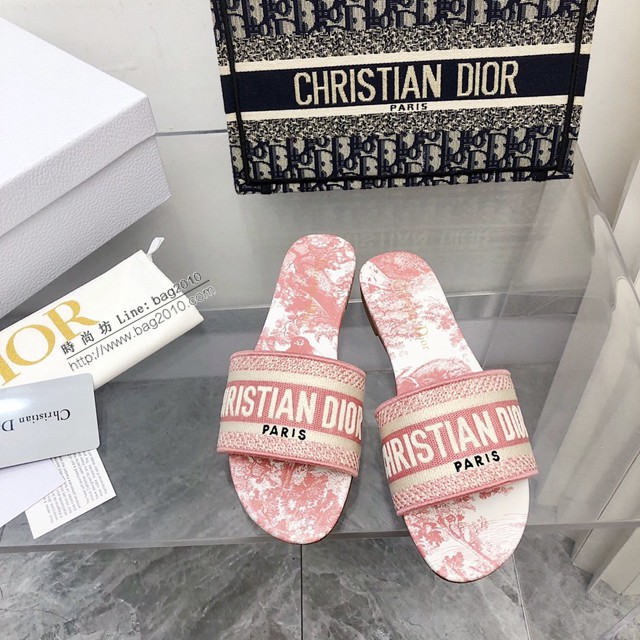 Dior迪奧2022早春新款提花刺繡涼拖鞋 dx2739